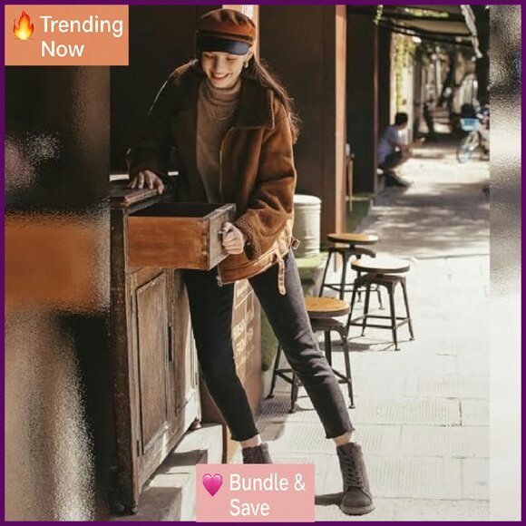 Waterproof Ankle Boots with Fur Lining, Non-Slip Combat Boots, Zipper & Lace-Up - Picture 3 of 8